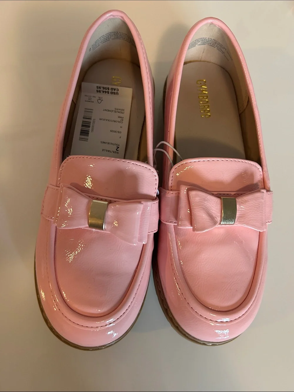 Girls' Pink Bow Loafers - Classic Kids Shoes size 2 girl